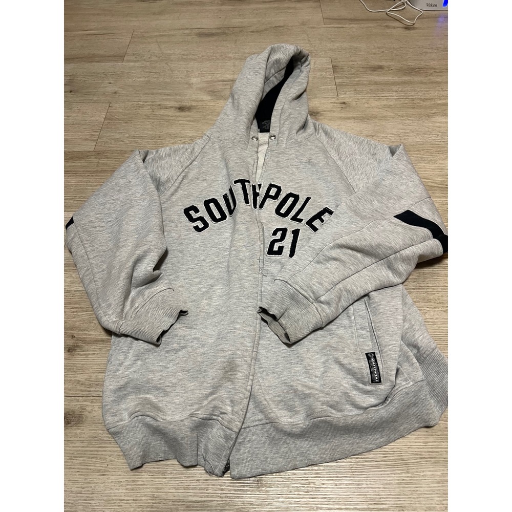 Southpole Mens‎ Zip Up Hoodie Gray Size XL Vtg Y2K Streetwear - Zipper Broken